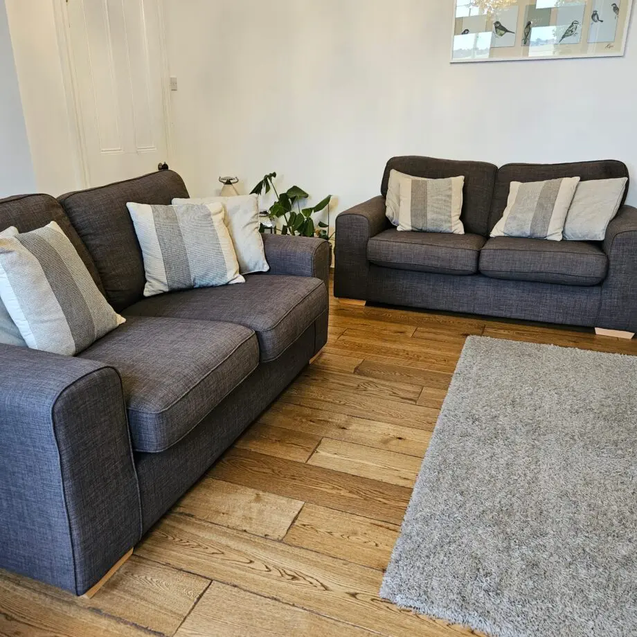 Pair of Grey DFS 2-seater sofas
