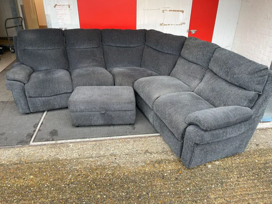 Lazy Boy Tamla Charcoal Corner Modular 7 Seater Sofa w/ Pouffe.