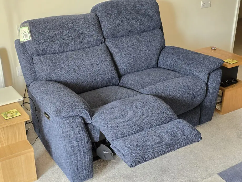DFS Royal blue 2 seater recliner sofa