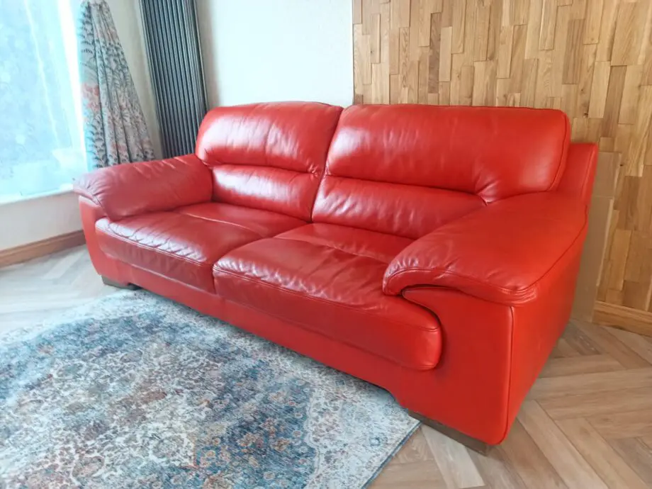 Sofology real Leather orange/red colour 3 seater sofa
