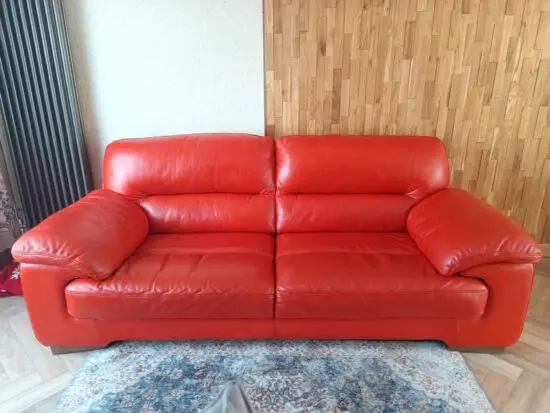 Sofology real Leather orange/red colour 3 seater sofa