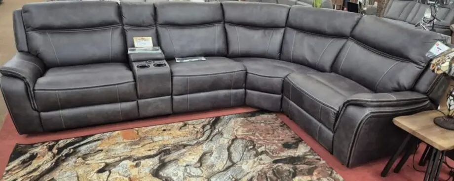 Phoenix Charcoal Leather Corner Power Recliner Sofa