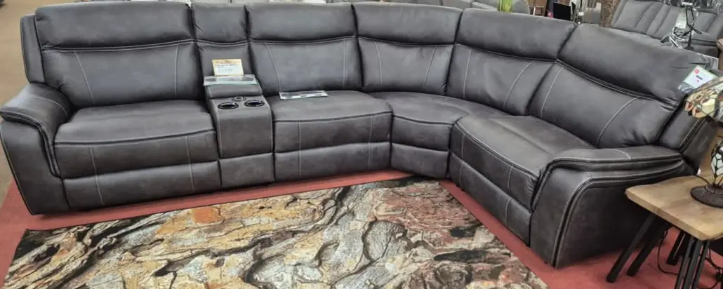 Phoenix Charcoal Leather Corner Power Recliner Sofa