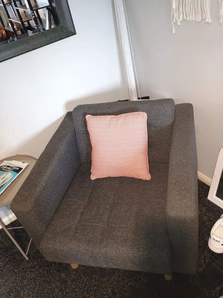 Grey 3 seater sofa with matching chair
