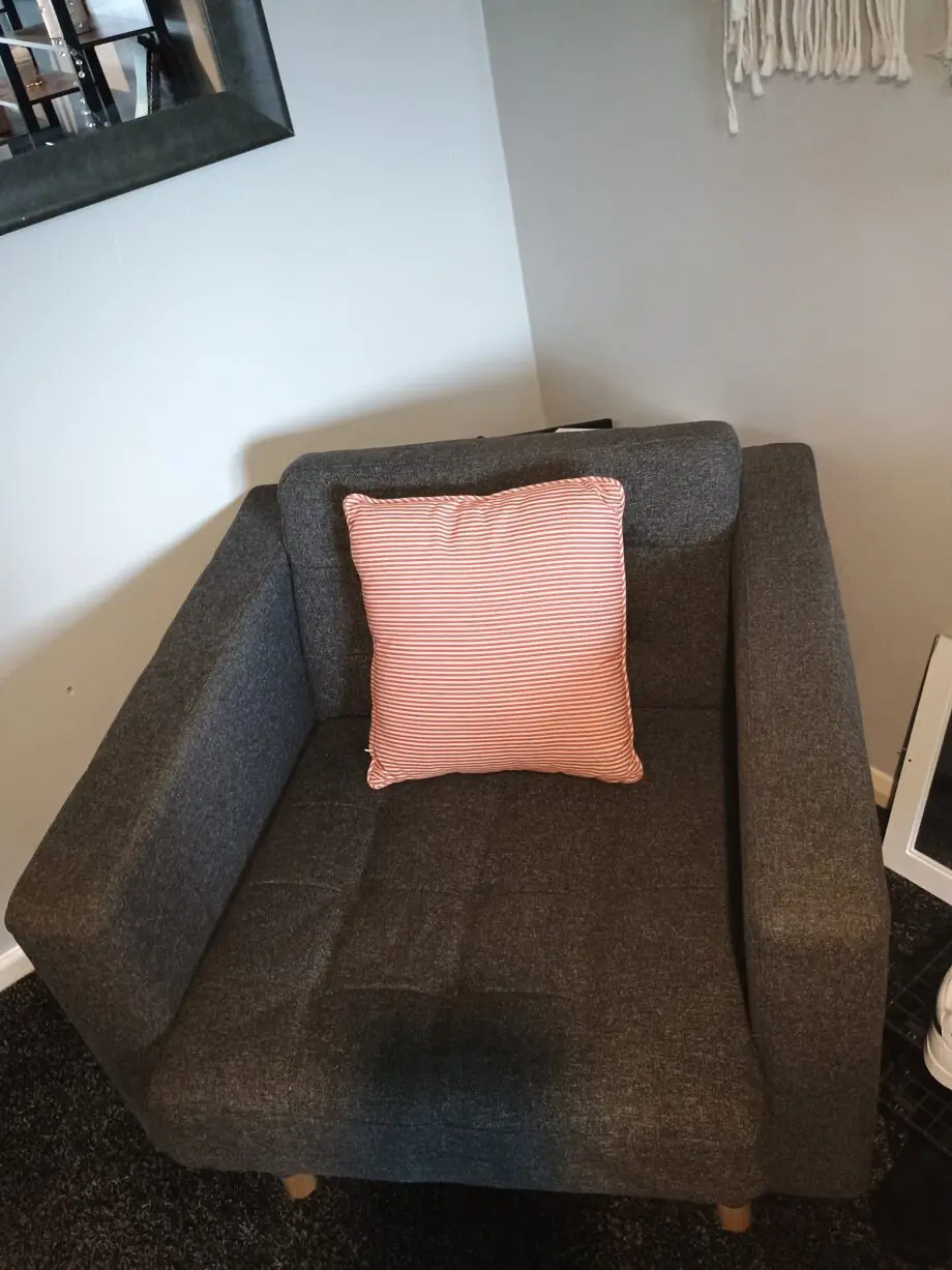 Grey 3 seater sofa with matching chair