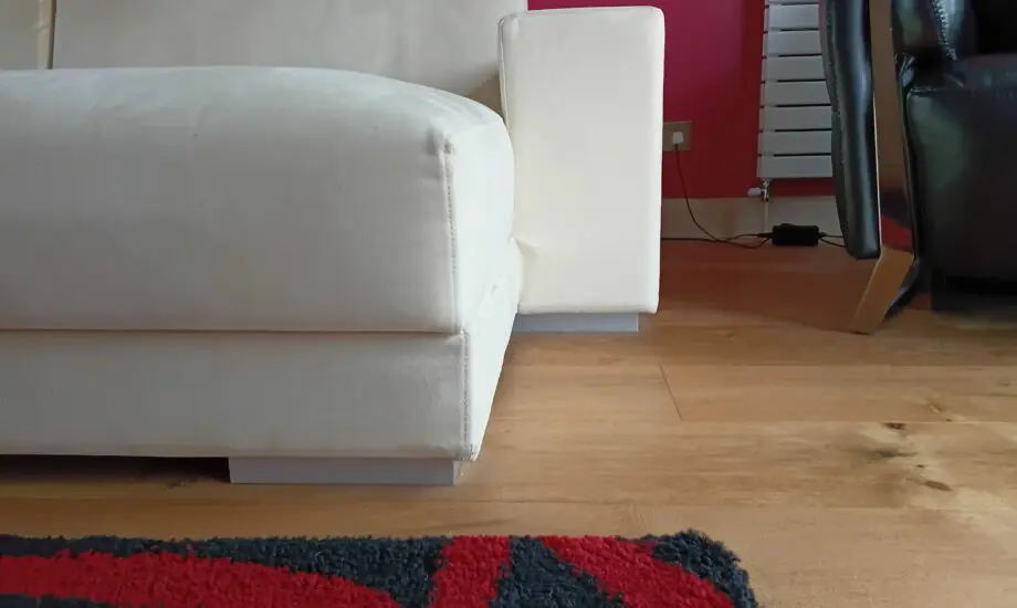 Sofa, Cream Faux Suede Large Chaise