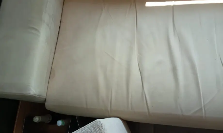 Sofa, Cream Faux Suede Large Chaise