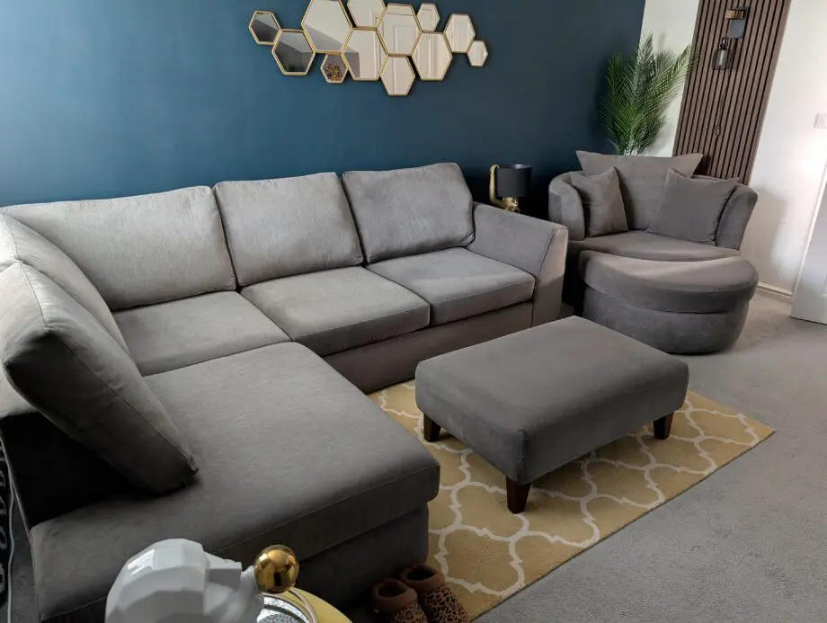 Orka DFS Grey Lefthand Corner/ Large Swivel with Footstool / Separate Footstool