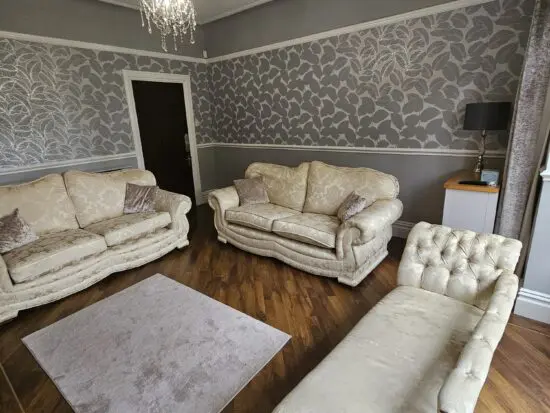 2 three seater sofas +chaise lounge