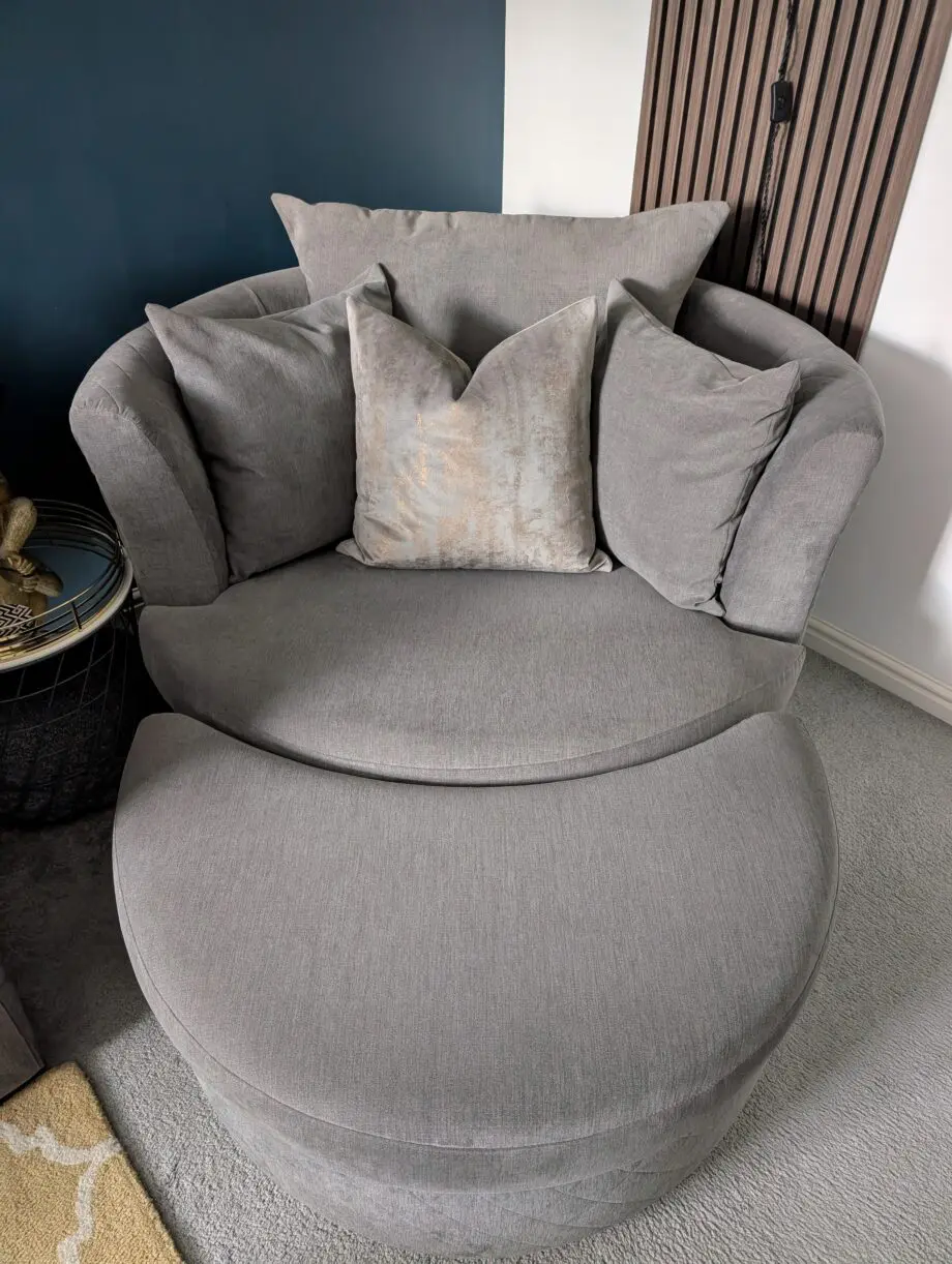 Orka DFS Grey Lefthand Corner/ Large Swivel with Footstool / Separate Footstool