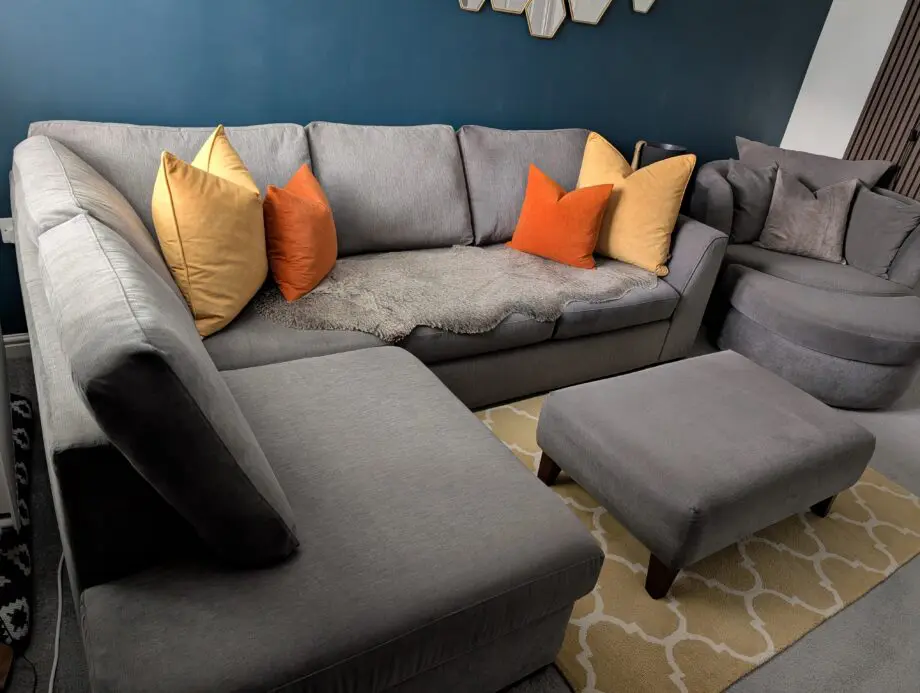 Orka DFS Grey Lefthand Corner/ Large Swivel with Footstool / Separate Footstool