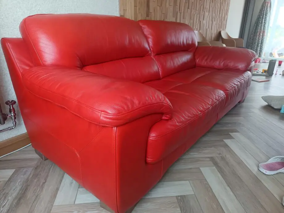 Sofology real Leather orange/red colour 3 seater sofa