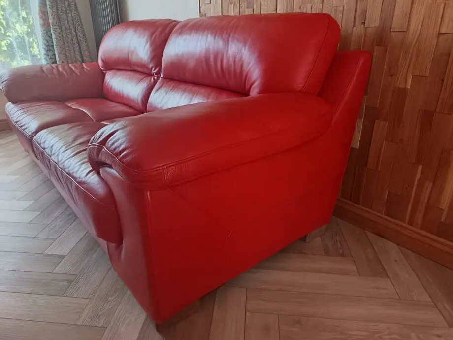 Sofology real Leather orange/red colour 3 seater sofa