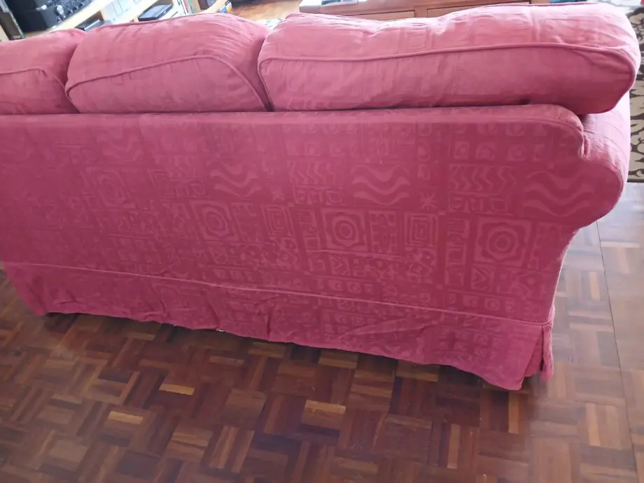 3 seat sofa, claret with spare set of covers