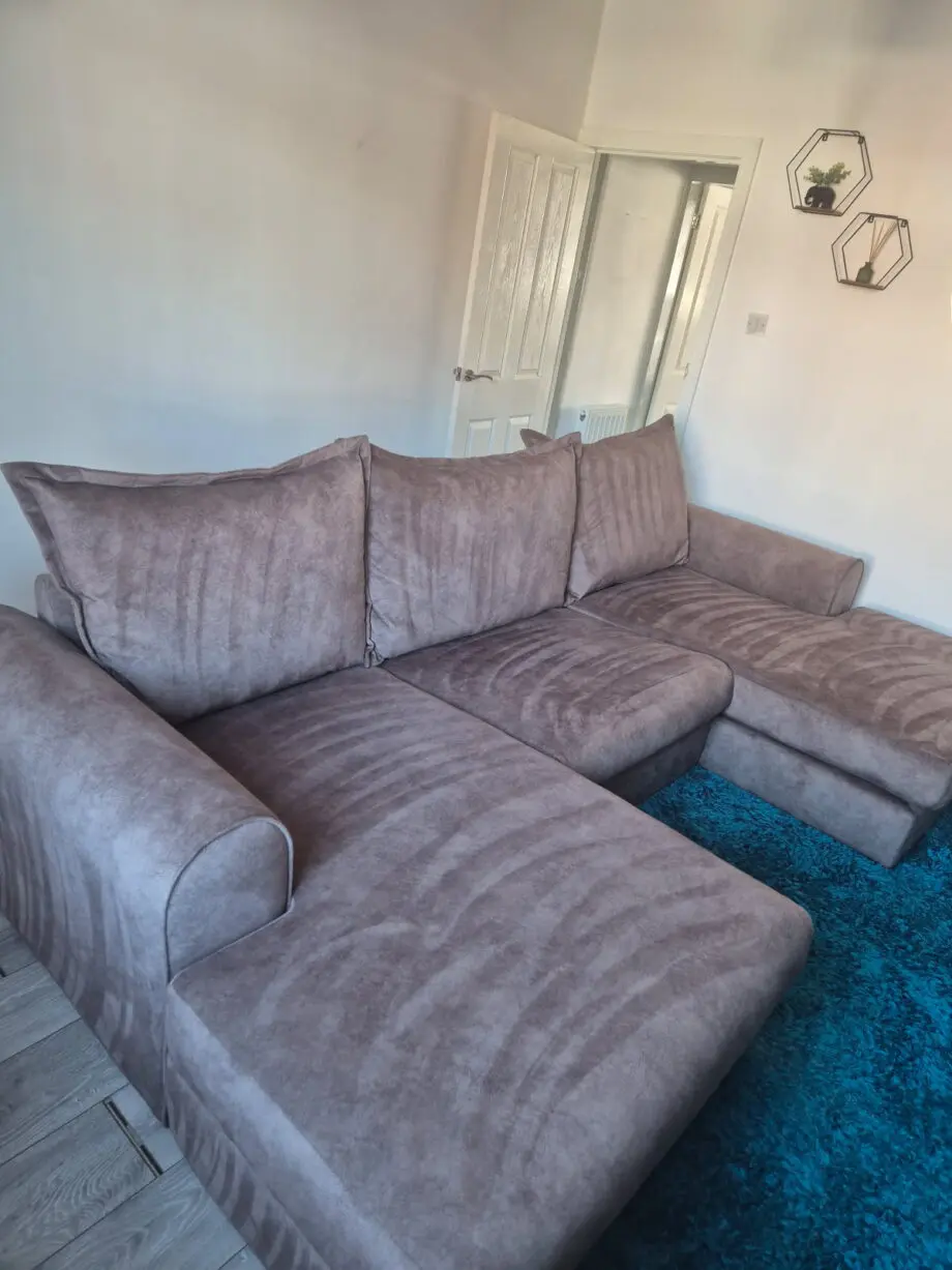 Serenis double ended chaise sofa with footstool