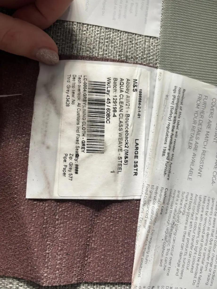 M&S Abbey Grey 3 Seater Sofa