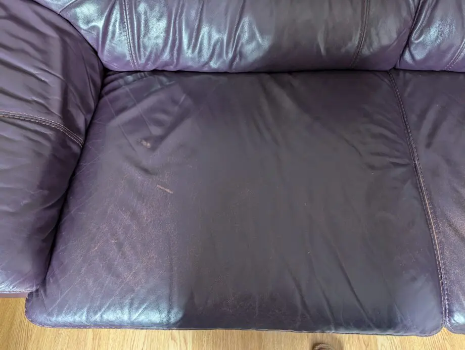 DFS Aubergine leather sofa 3 pieces
