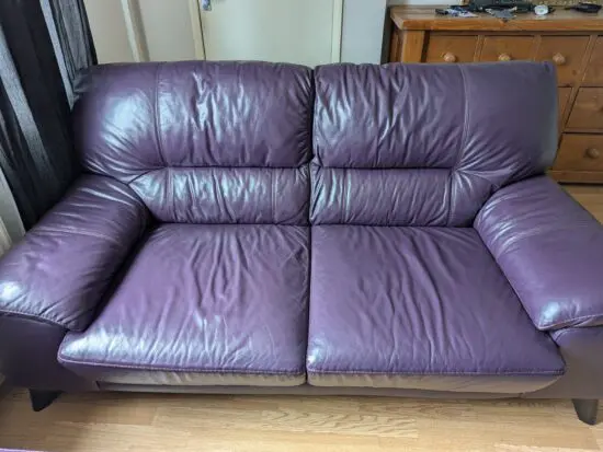 DFS Aubergine leather sofa 3 pieces