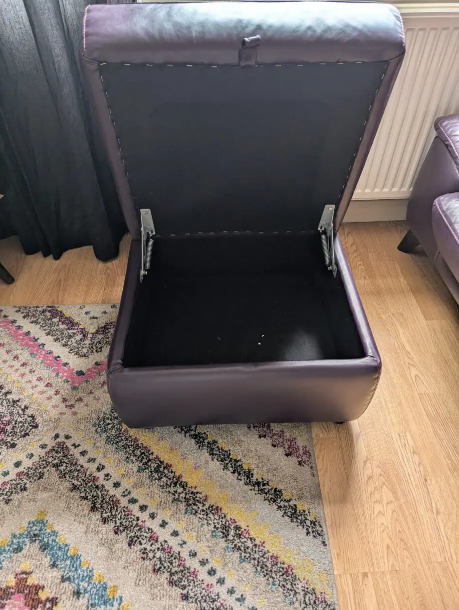 DFS Aubergine leather sofa 3 pieces