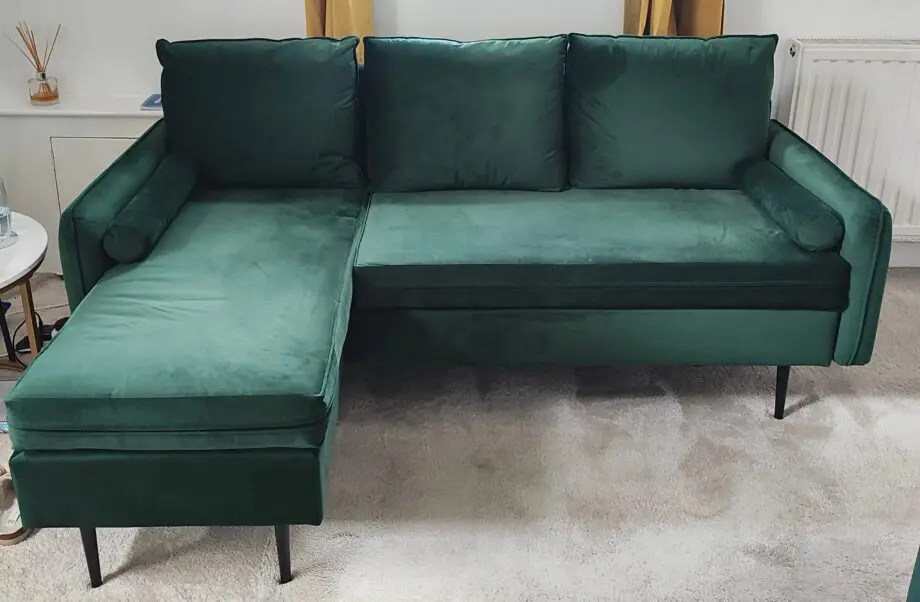 Velvet chaise 3 seater sofa