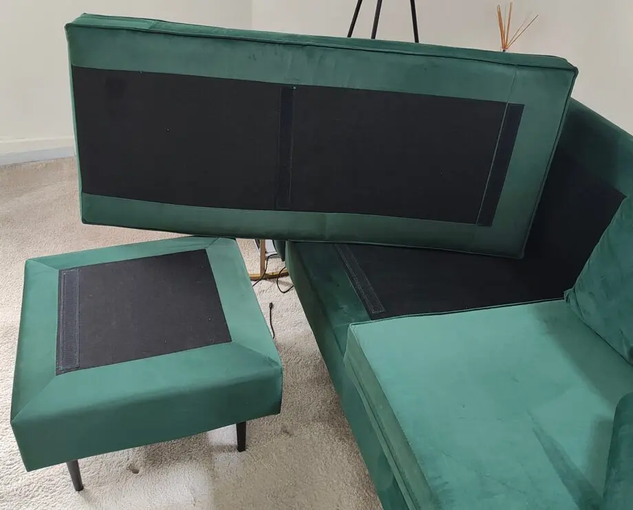 Velvet chaise 3 seater sofa
