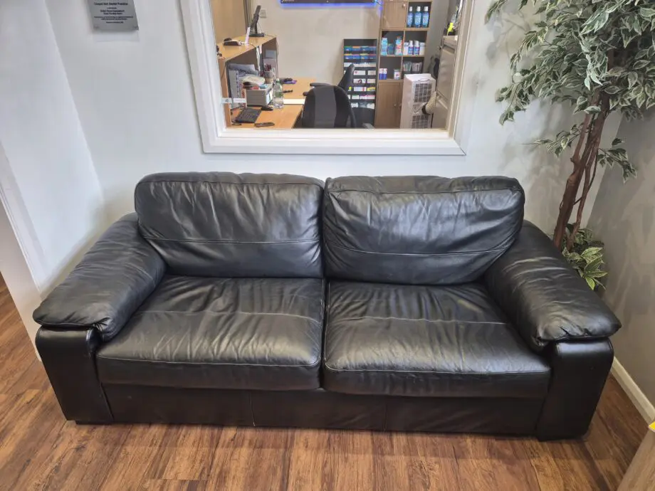 Brown leather sofa