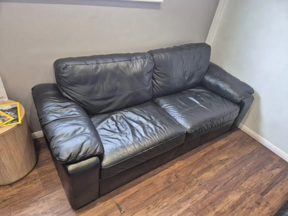Brown leather sofa