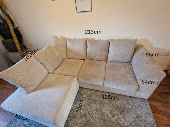 Beige Right Handed Corner Sofa