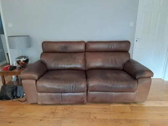 Furniture Village leather reclining sofa set