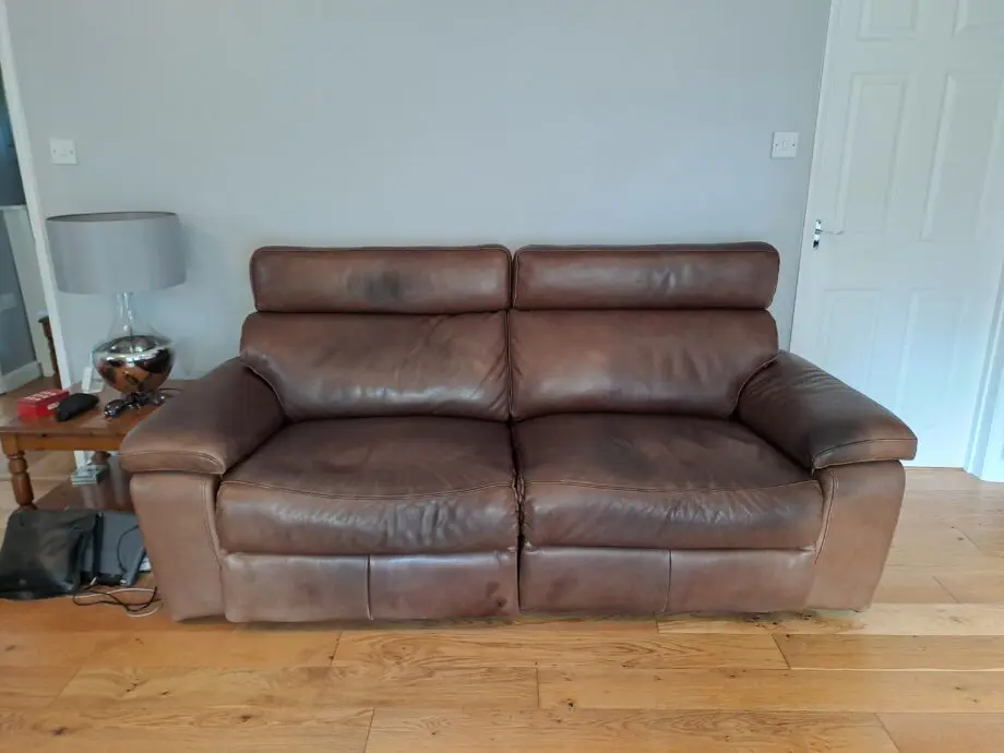 Furniture Village leather reclining sofa set