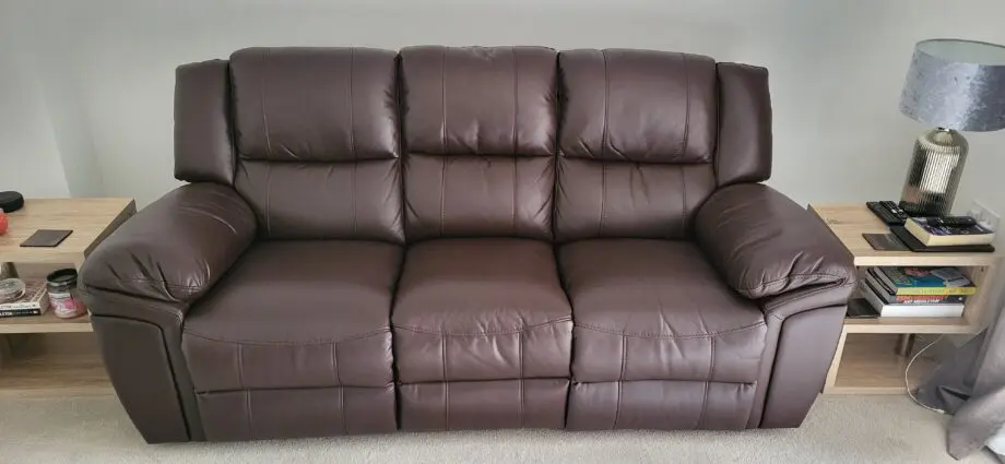 3 and 2 seater brown leather recliner sofa's