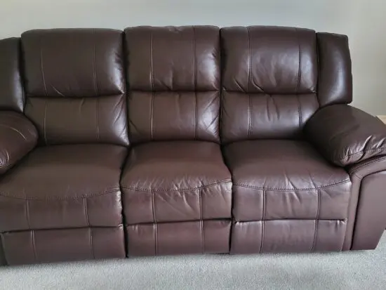 3 and 2 seater brown leather recliner sofa's