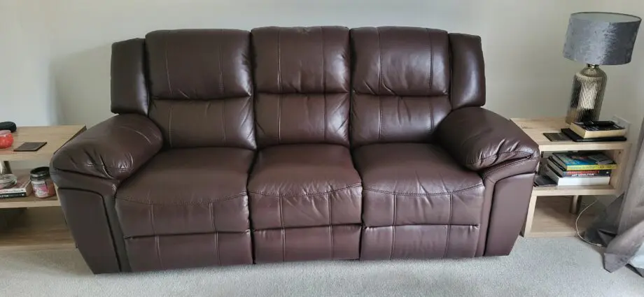 3 and 2 seater brown leather recliner sofa's