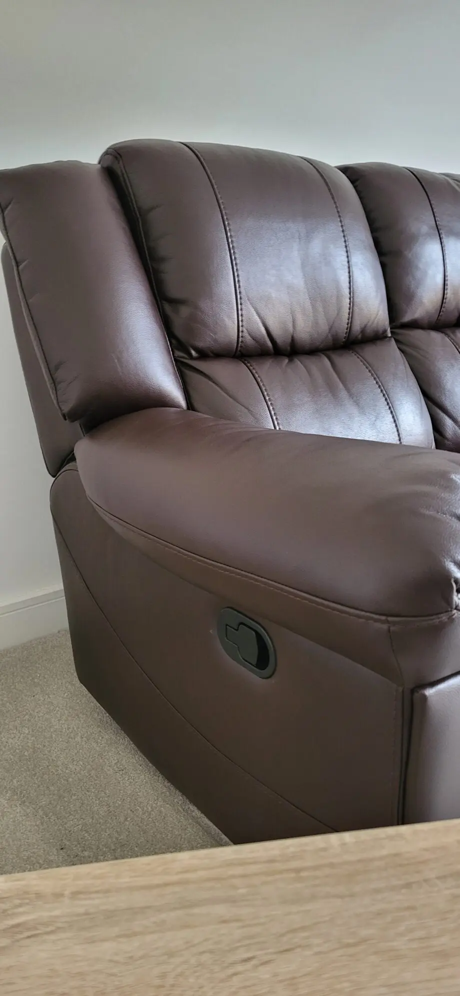 3 and 2 seater brown leather recliner sofa's