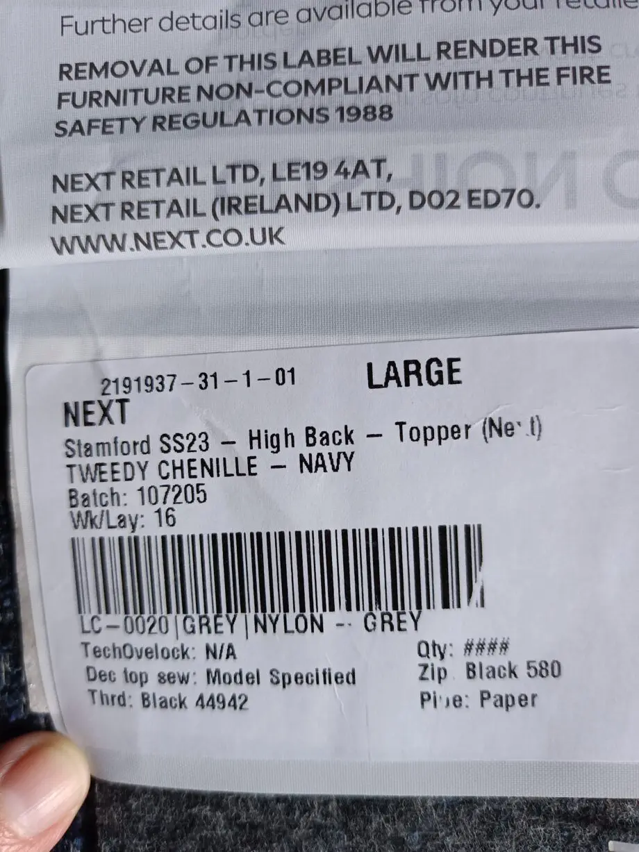 Next Navy, Large Stamford High Back Sofa