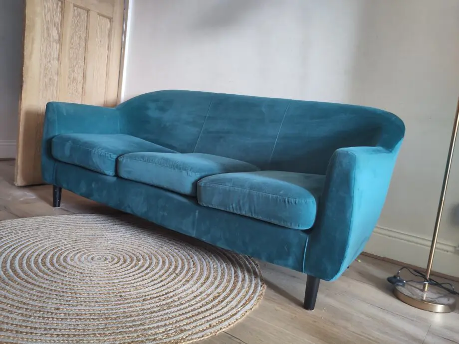 Teal 2-3 seater sofa, compact and excellent condition