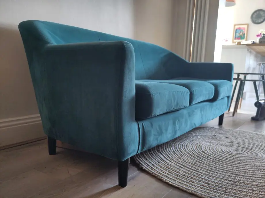 Teal 2-3 seater sofa, compact and excellent condition
