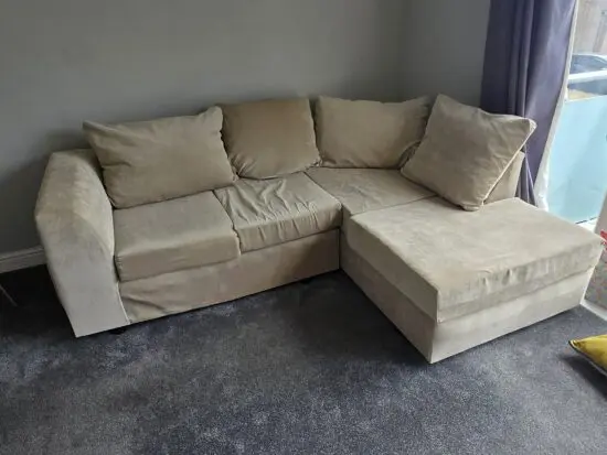 Barely used 3 seater L shape sofa in beige