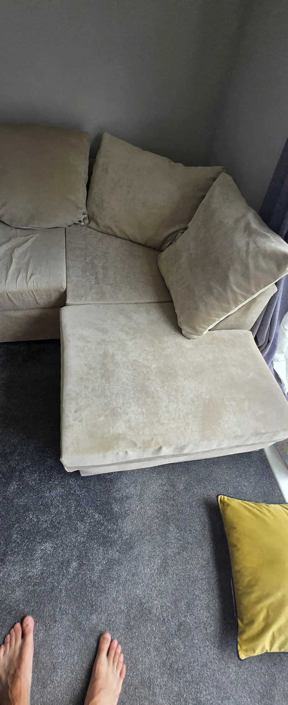 Barely used 3 seater L shape sofa in beige