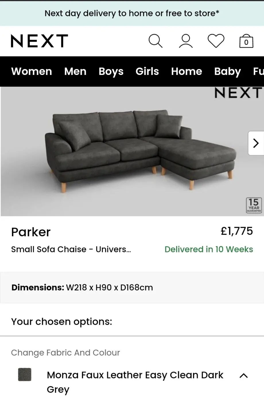 Next chaise sofa