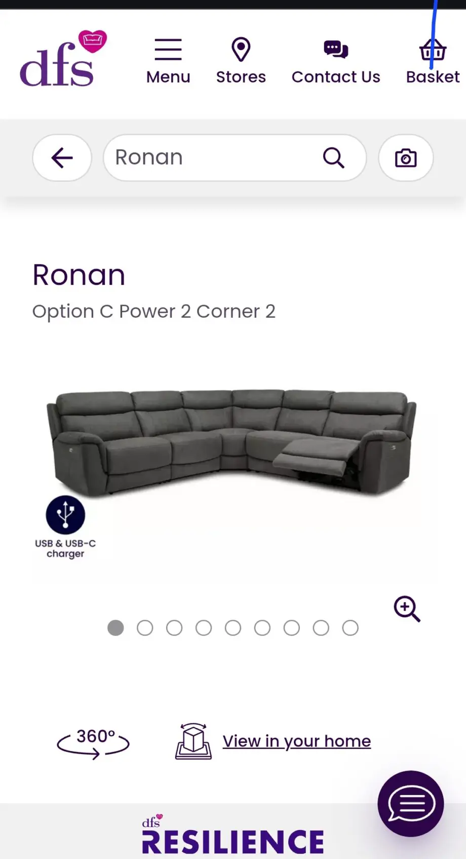Dfs ronan power 2 corner 2 grey corner sofa