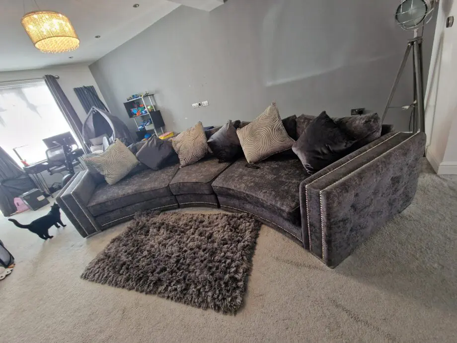 Sofology Midas Curved 4-Seater Sofa – Charcoal Grey, Excellent Condition