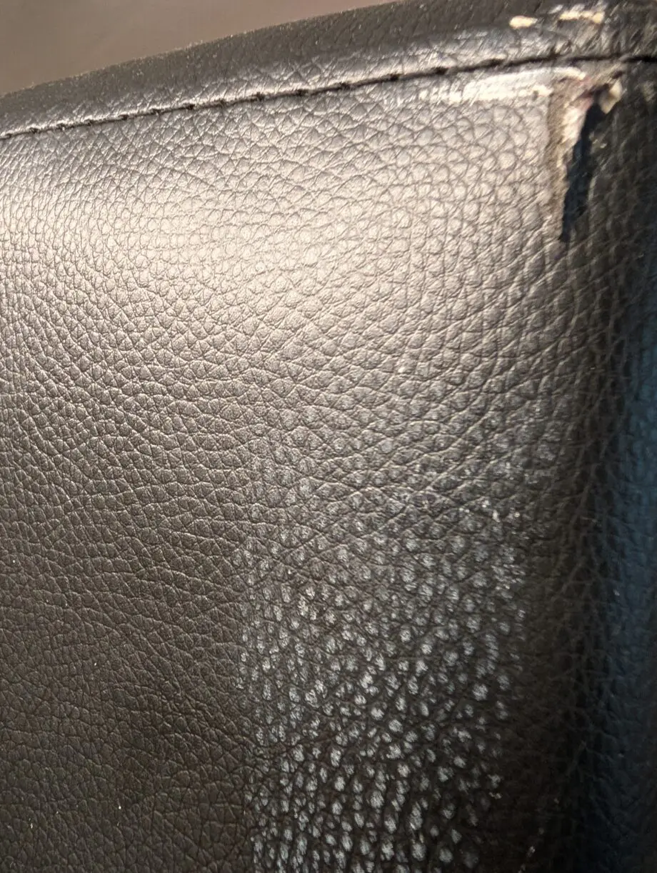 Genoa black leather 3 seater sofa with silver legs