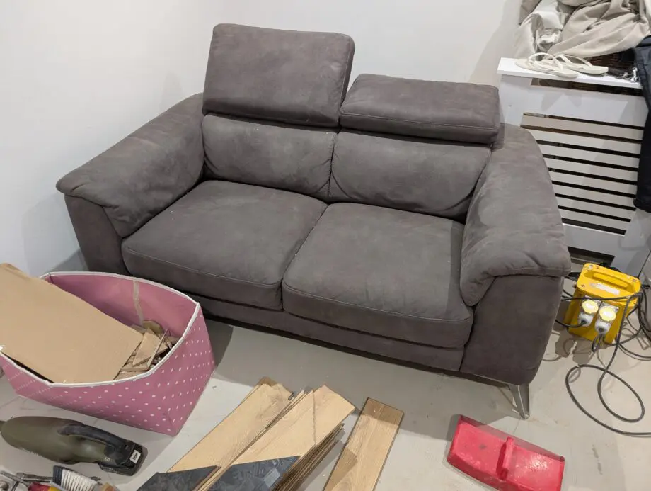 DFS 2 seater power recliner sofa with usb & 2 seater. With footstool