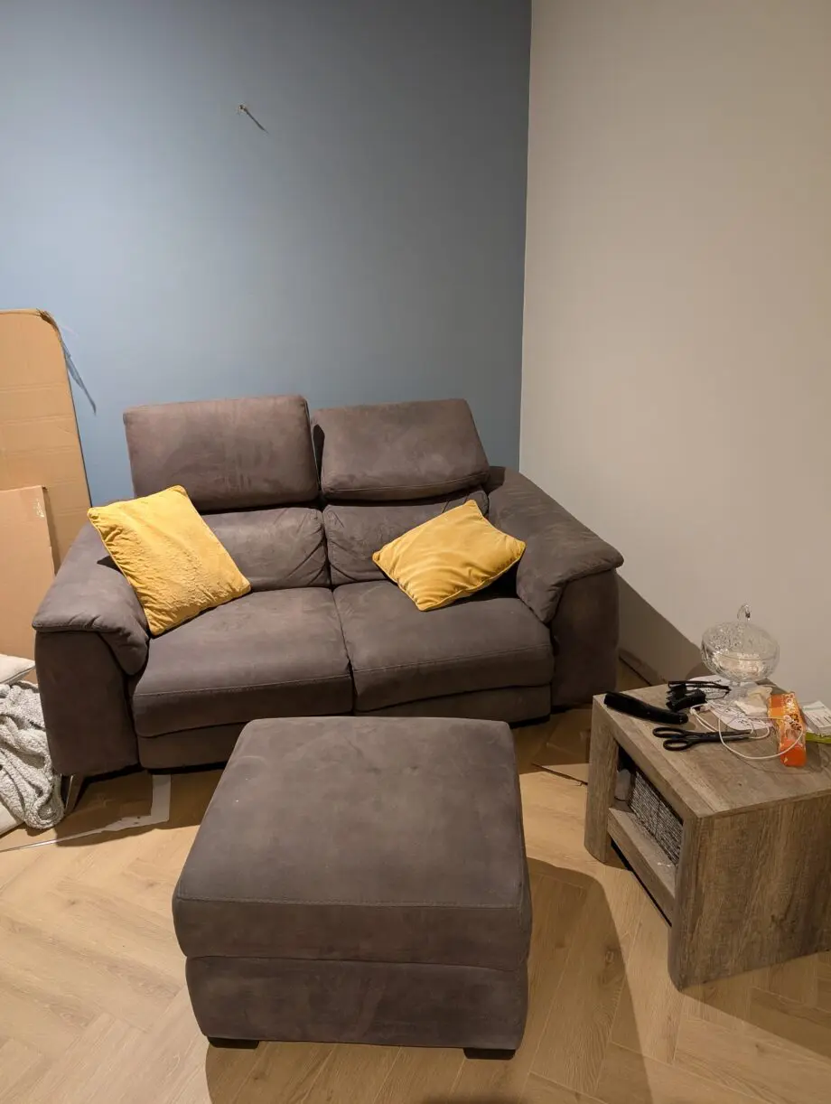 DFS 2 seater power recliner sofa with usb & 2 seater. With footstool