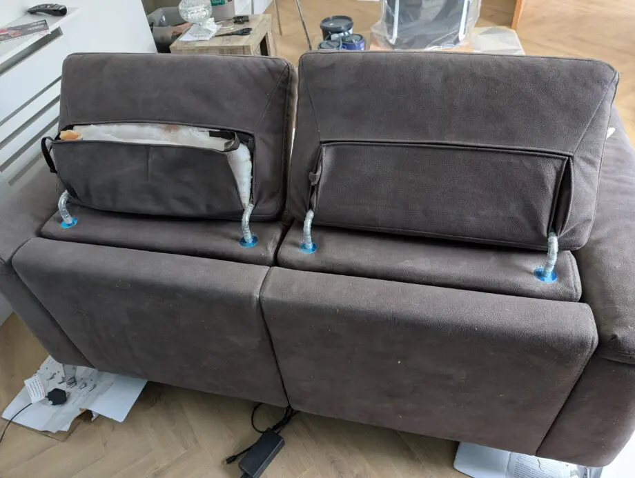 DFS 2 seater power recliner sofa with usb & 2 seater. With footstool