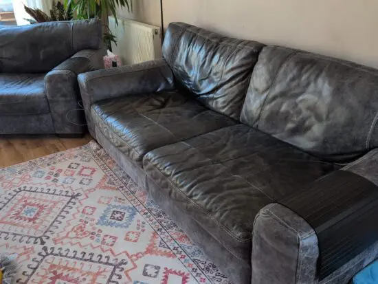 Lee Longlands charcoal 4 seater sofa and cuddler chair