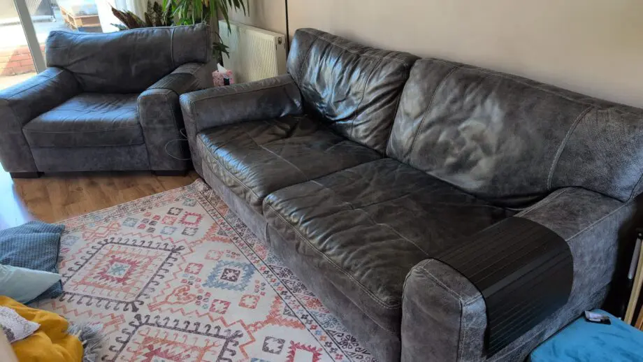 Lee Longlands charcoal 4 seater sofa and cuddler chair