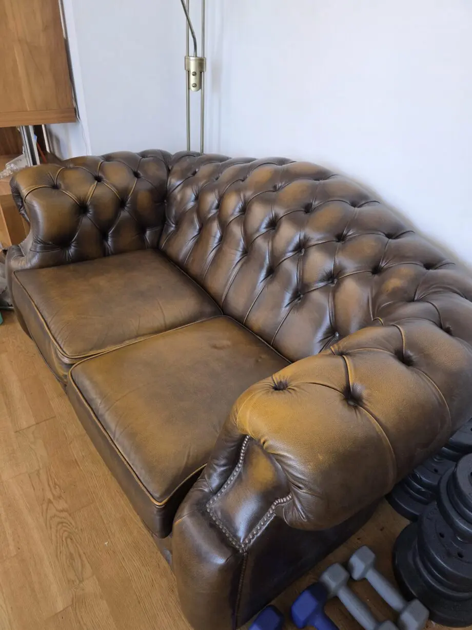 Two Seater SaxonChesterfield Sofa Brown
