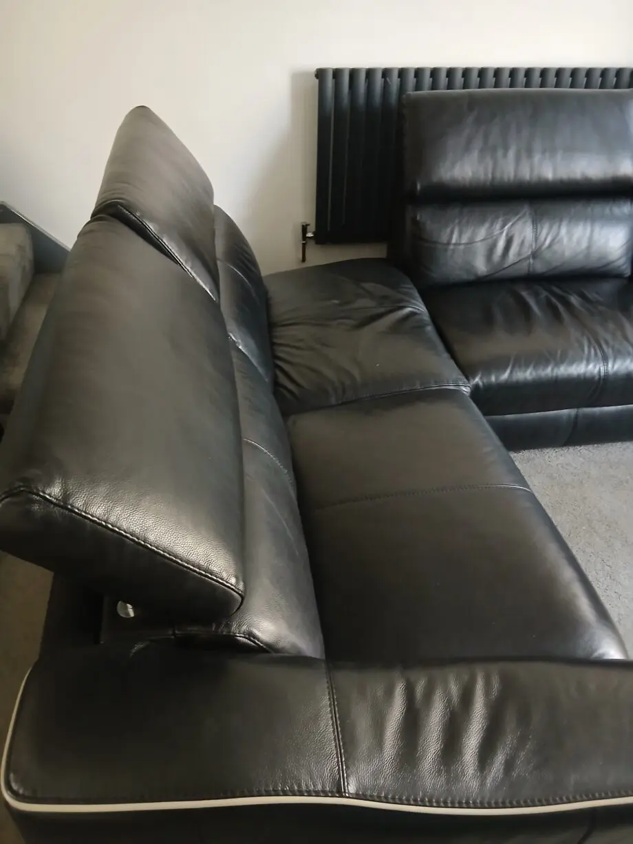 Black corner sofa 3 piece electric recliners and charging USB ports